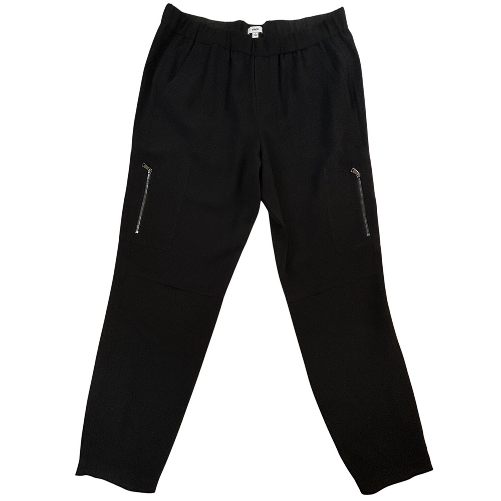 Vince Womens Black Pants PullOn Zipper Pockets Relaxed Professional Jogger Sz 12